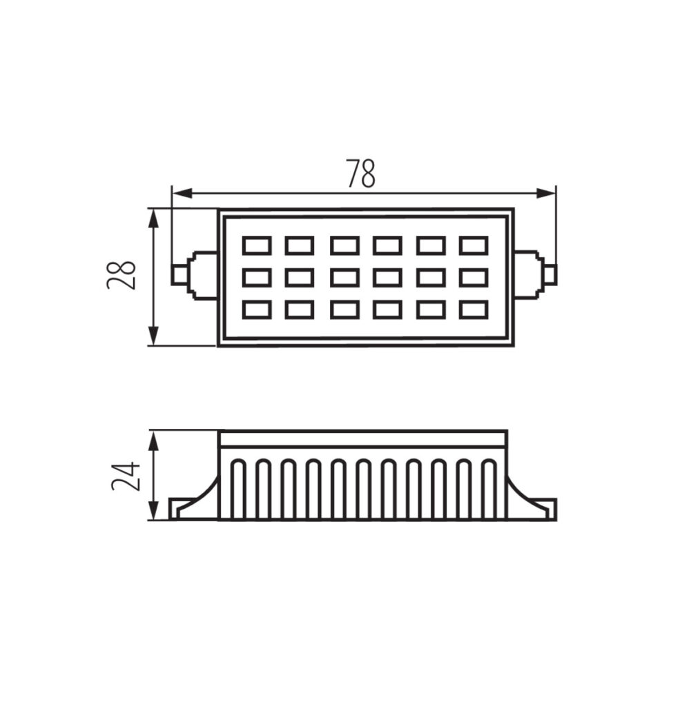 LED лампа R7s — технически чертеж
