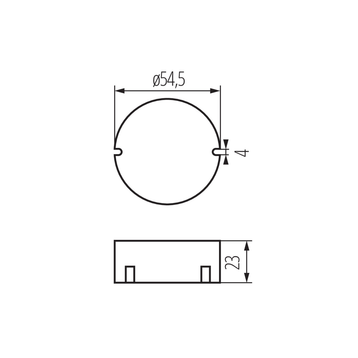 LED захранване 12VDC 0-15W — технически чертеж