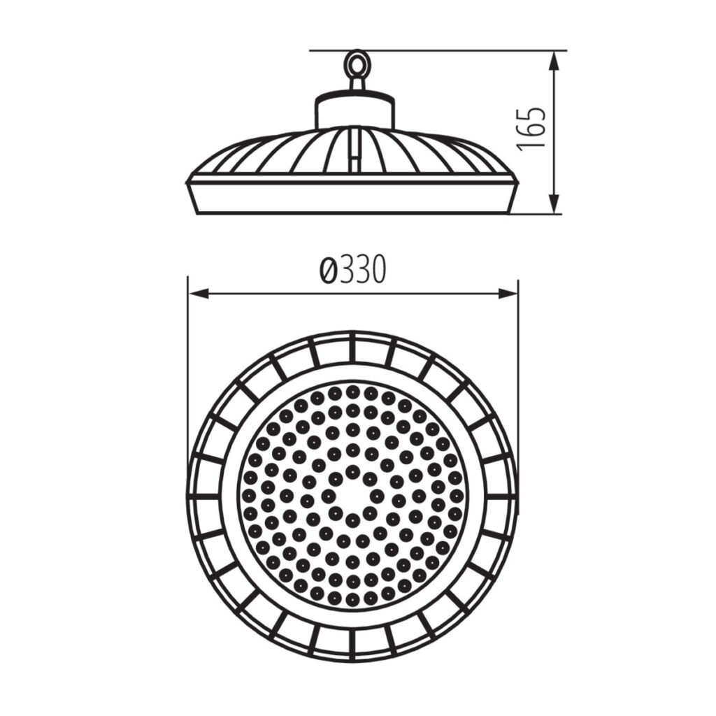 LED осветително тяло High-bay — технически чертеж