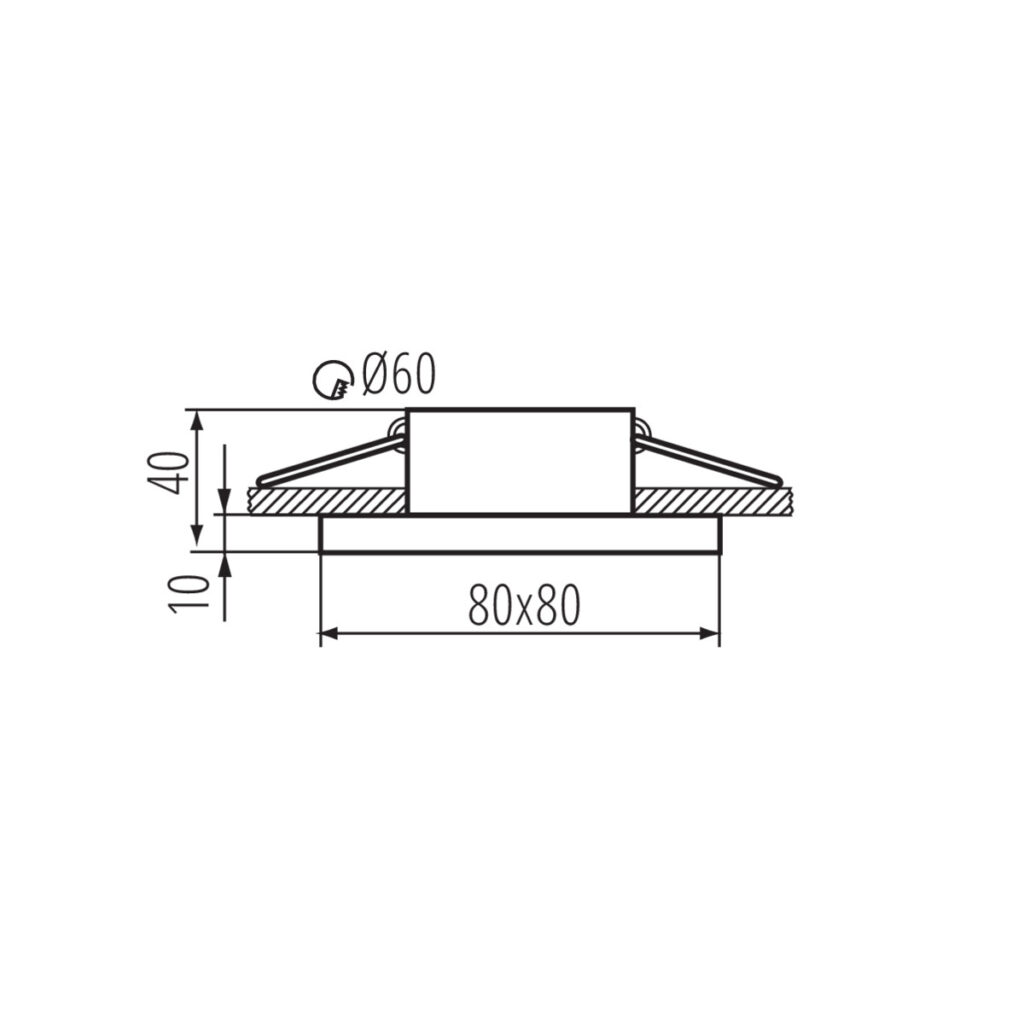 Осветително тяло downlight за таван IP 44 — технически чертеж