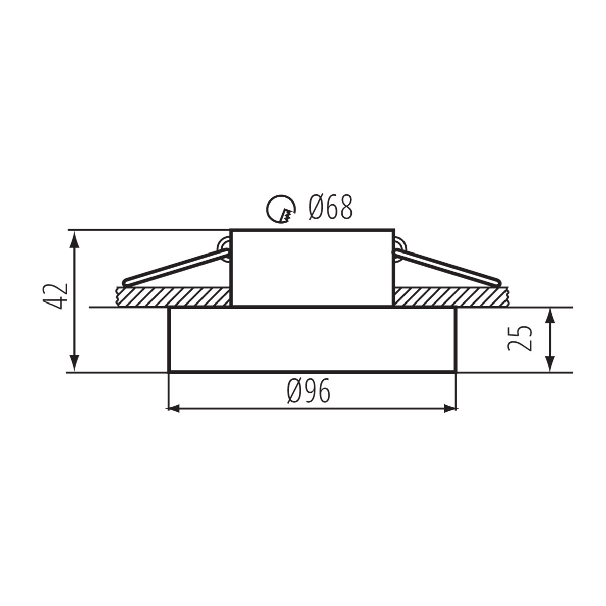 Пръстен за точково осветително тяло — технически чертеж