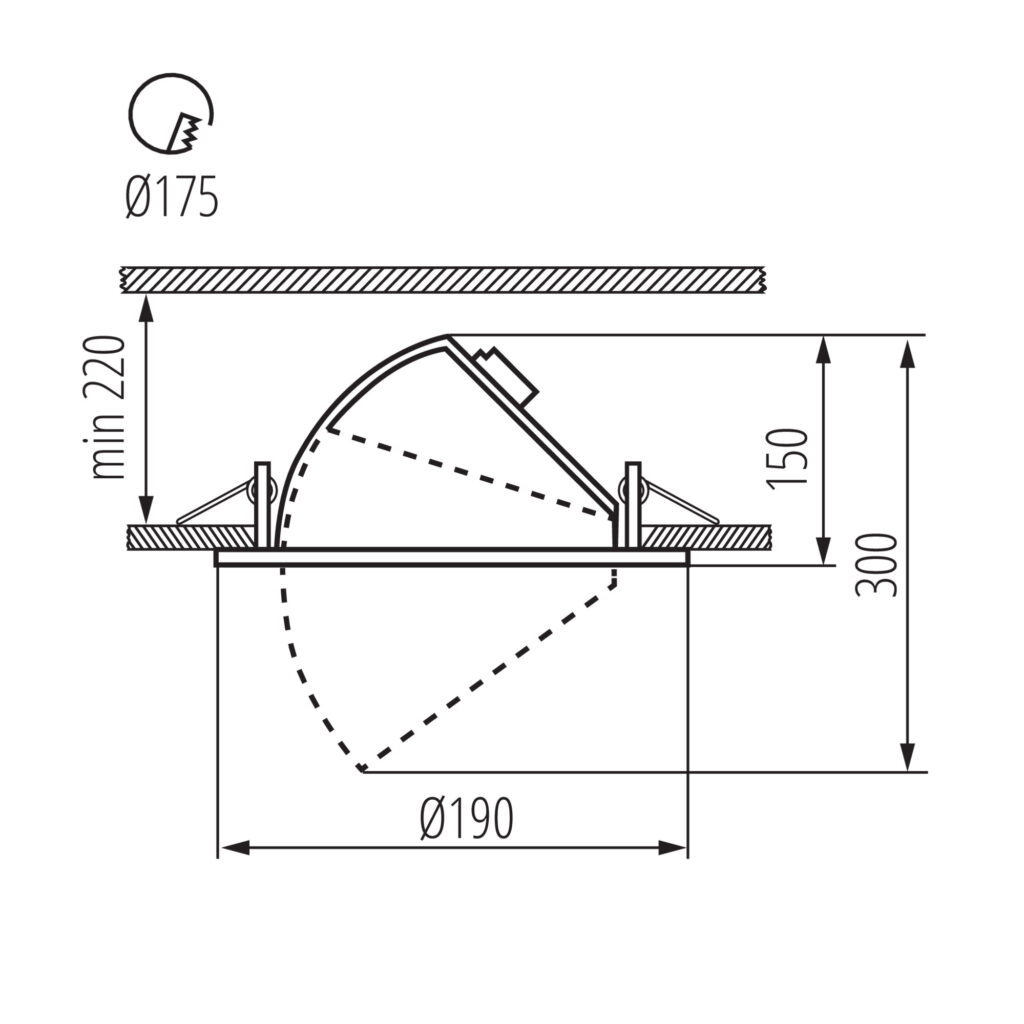 LED осветително тяло тип Downlight — технически чертеж