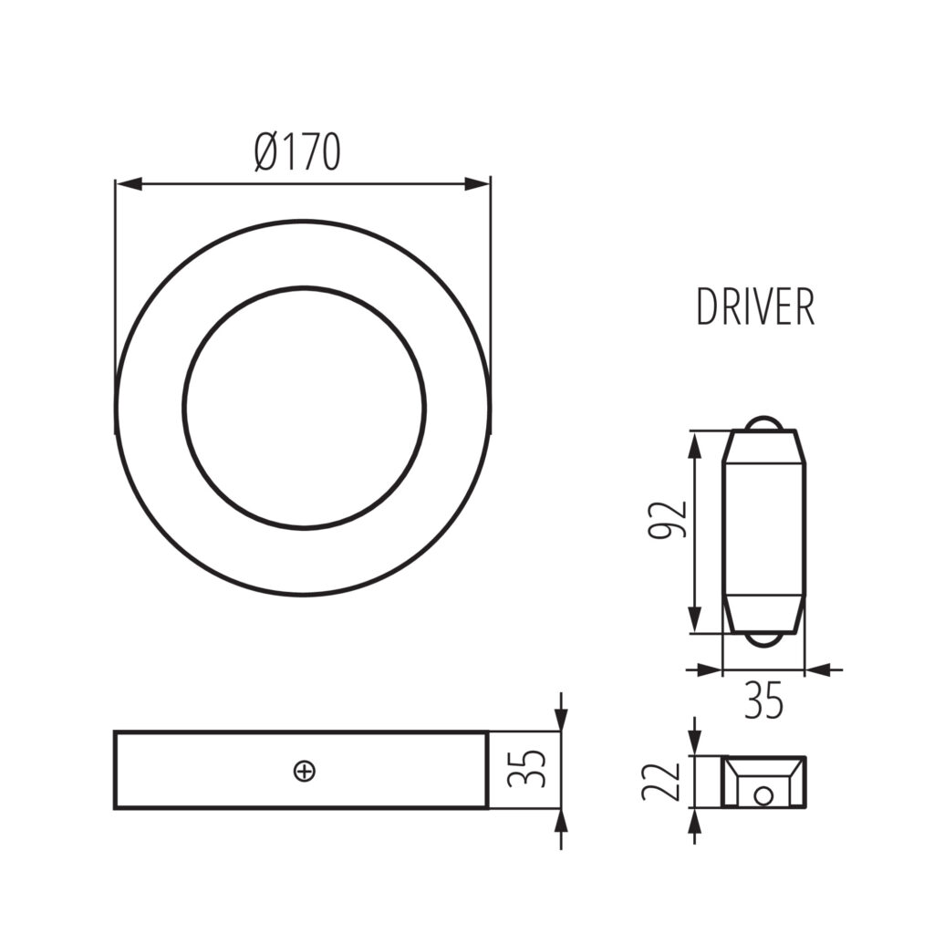 LED тяло тип Downlight — технически чертеж