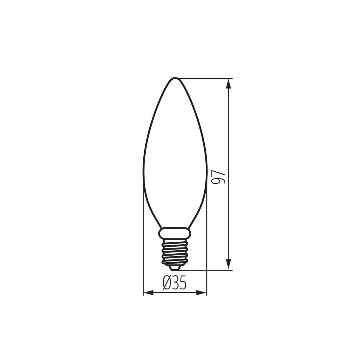 LED филамент лампа — технически чертеж