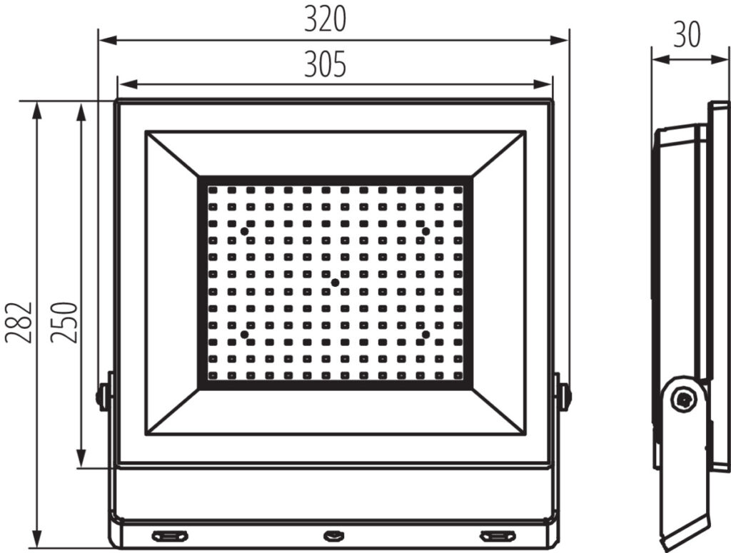 LED прожектор — технически чертеж