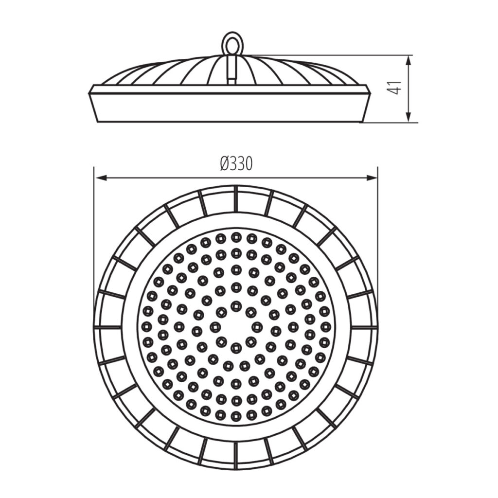LED осветително тяло High-bay — технически чертеж
