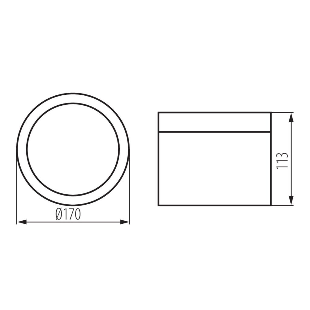Осветително тяло тип Downlight — технически чертеж