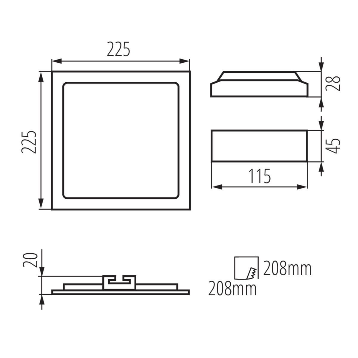KATRO V2LED 18W-NW-SN — технически чертеж