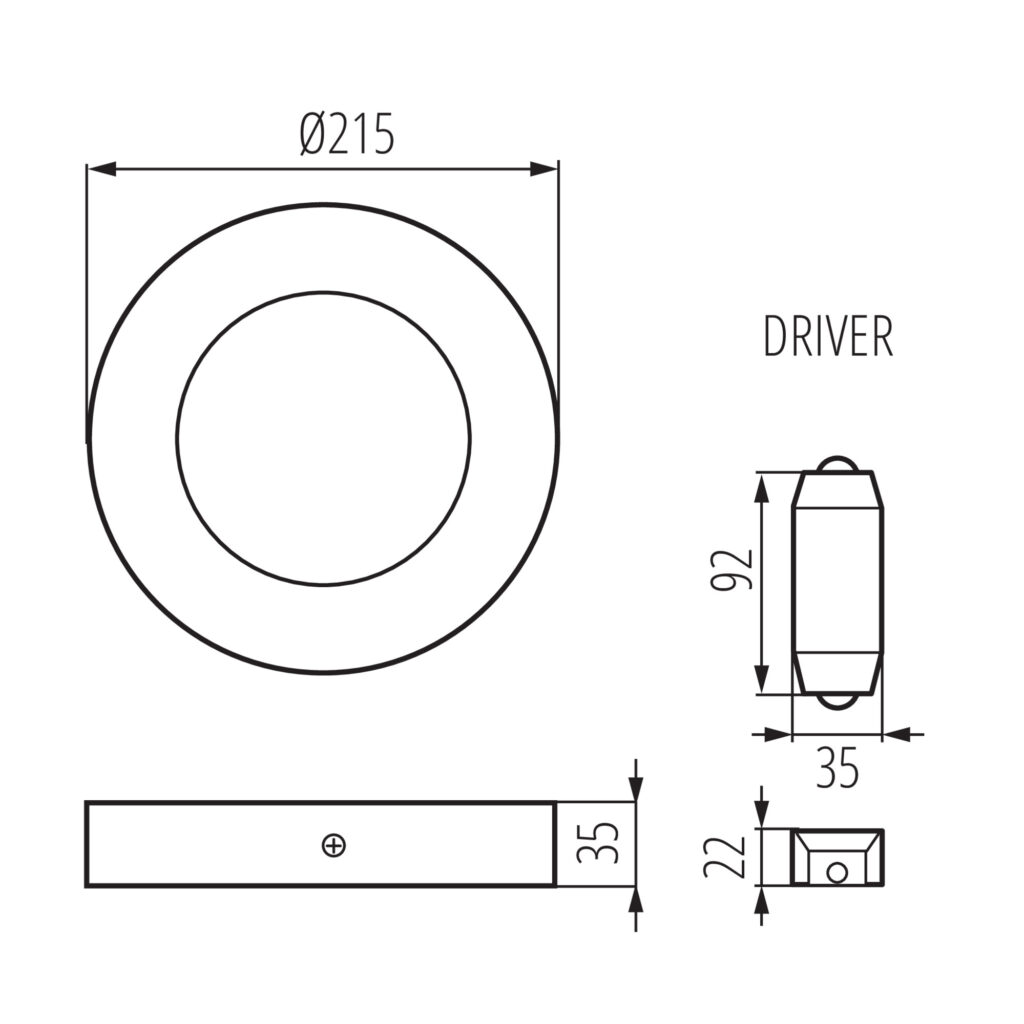 LED тяло тип Downlight — технически чертеж