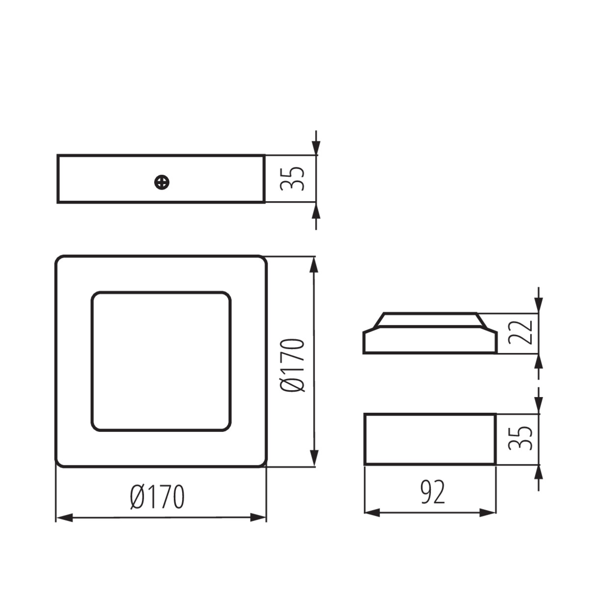 KANTI V2LED 12W-WW-W — технически чертеж