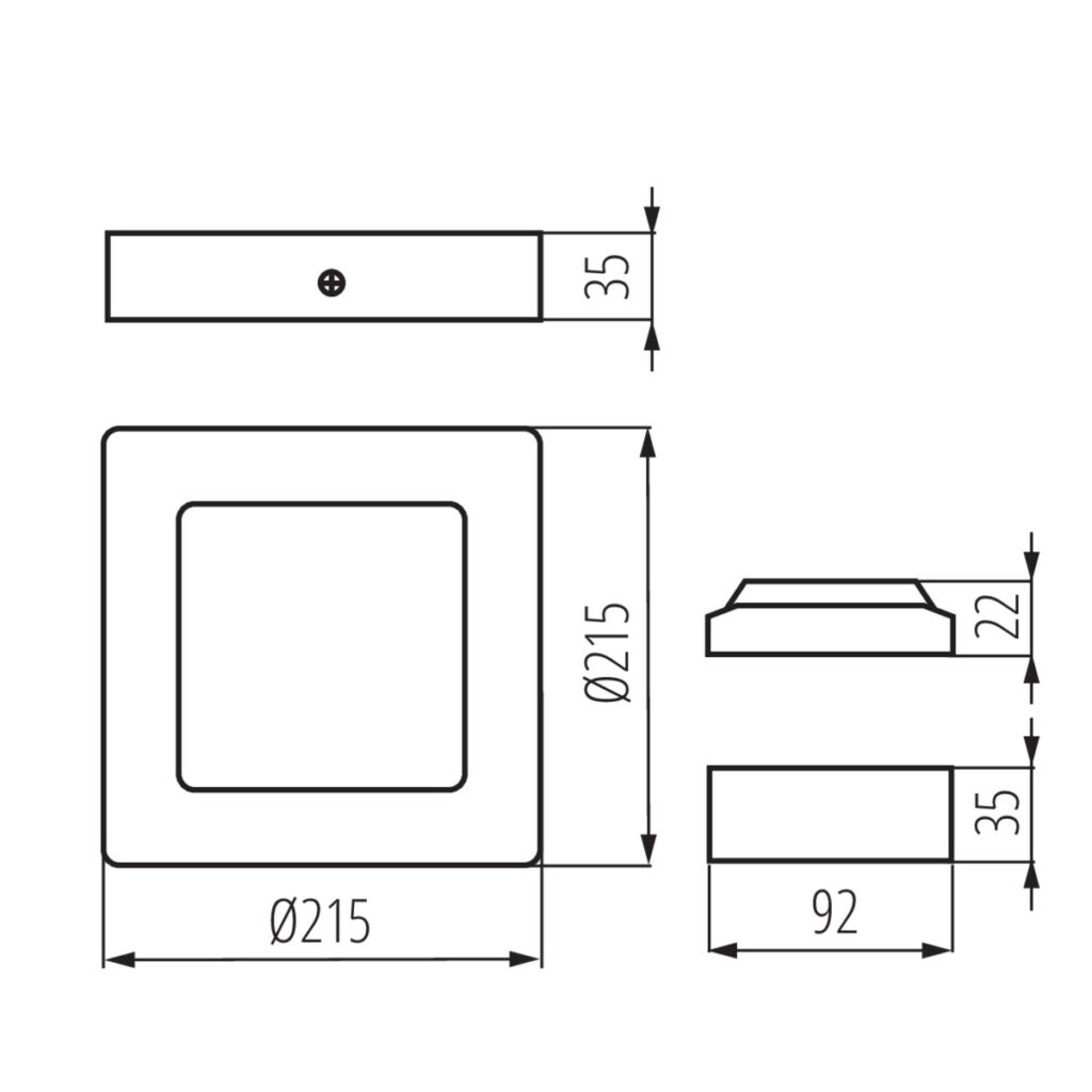 KANTI V2LED 18W-WW-W — технически чертеж