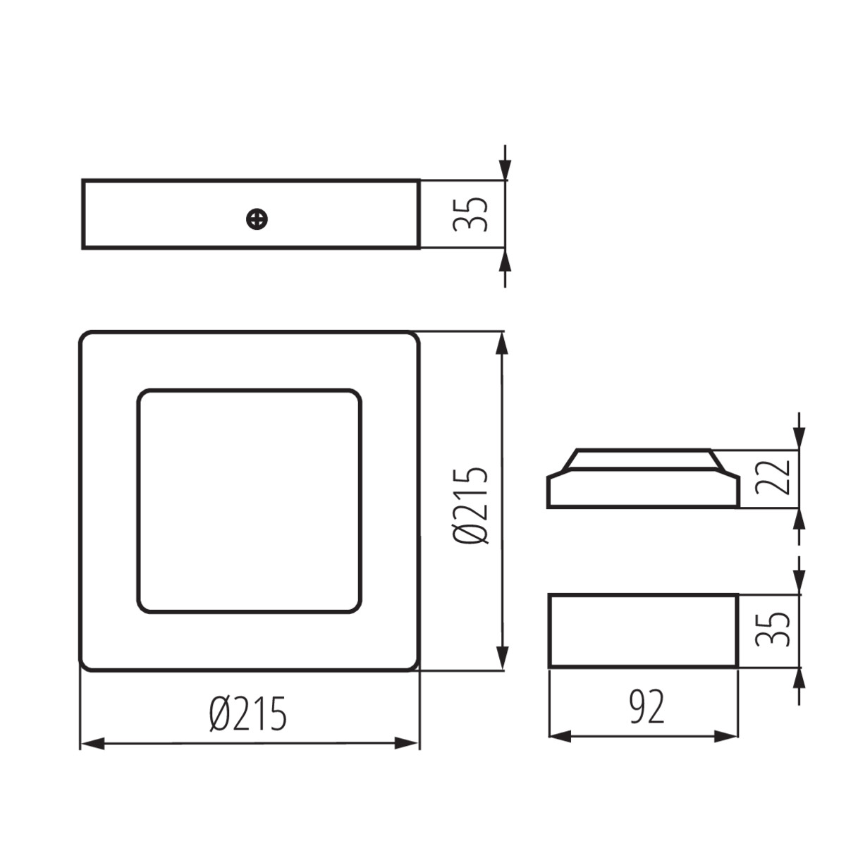 KANTI V2LED 18W-WW-W — технически чертеж