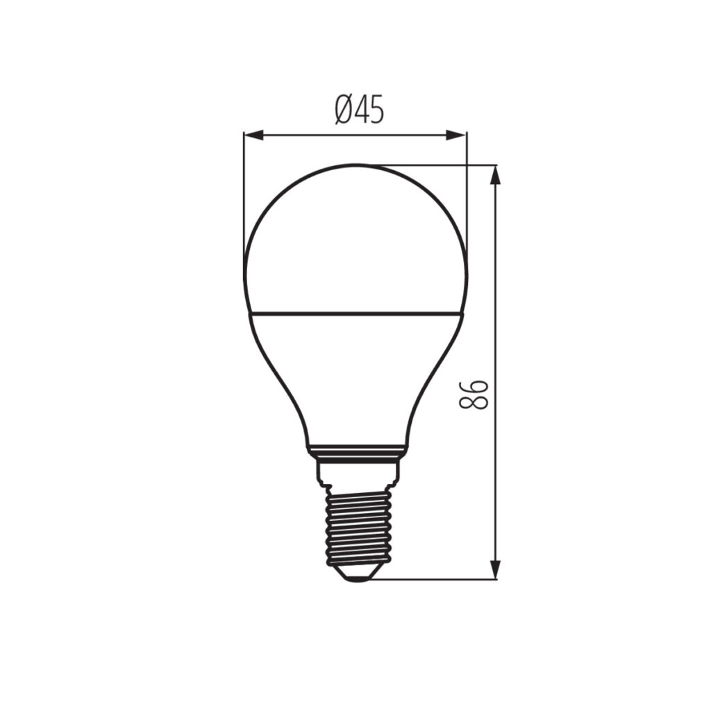 IQ-LED G45E14 7,2W-CW — технически чертеж