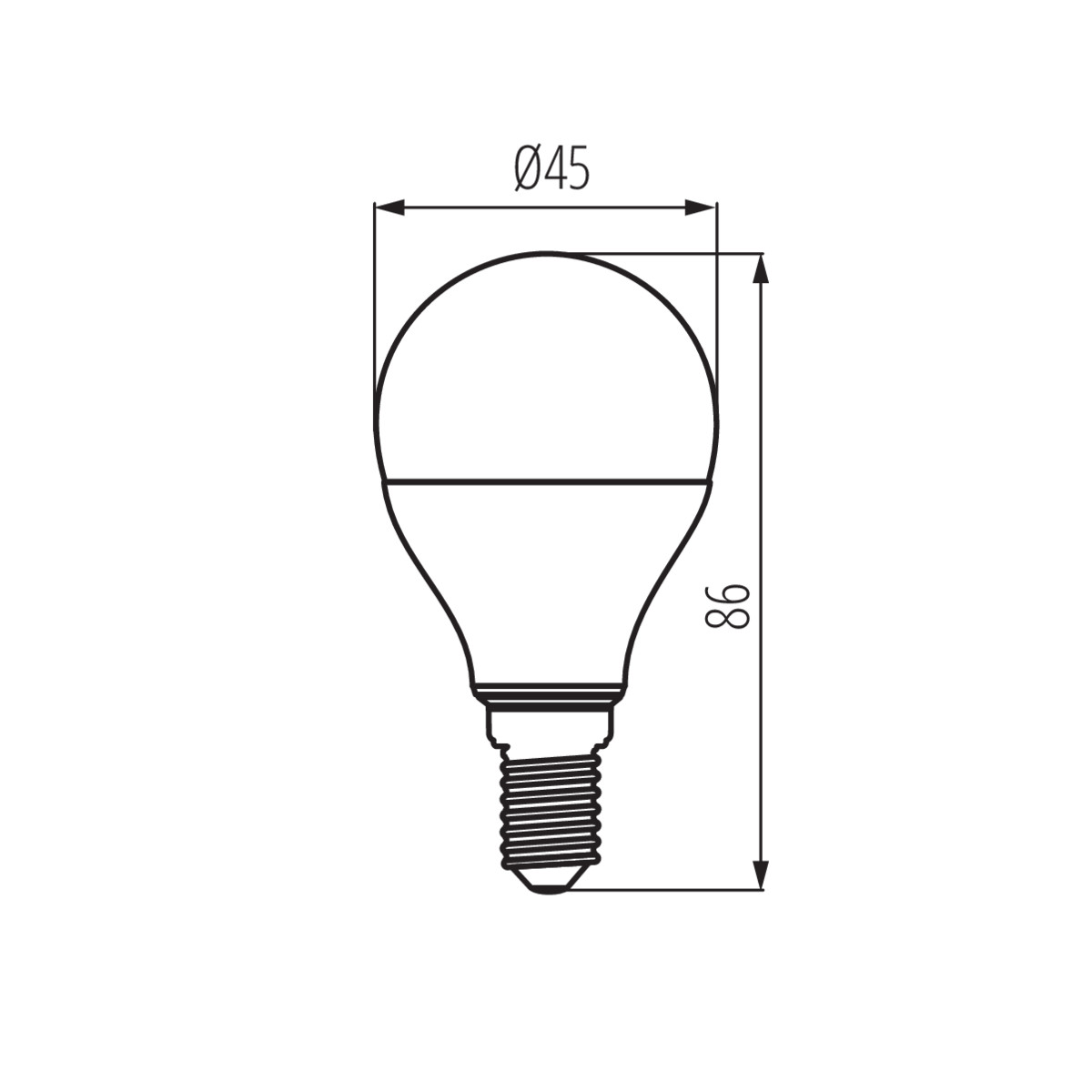 IQ-LED G45E14 7,2W-CW — технически чертеж