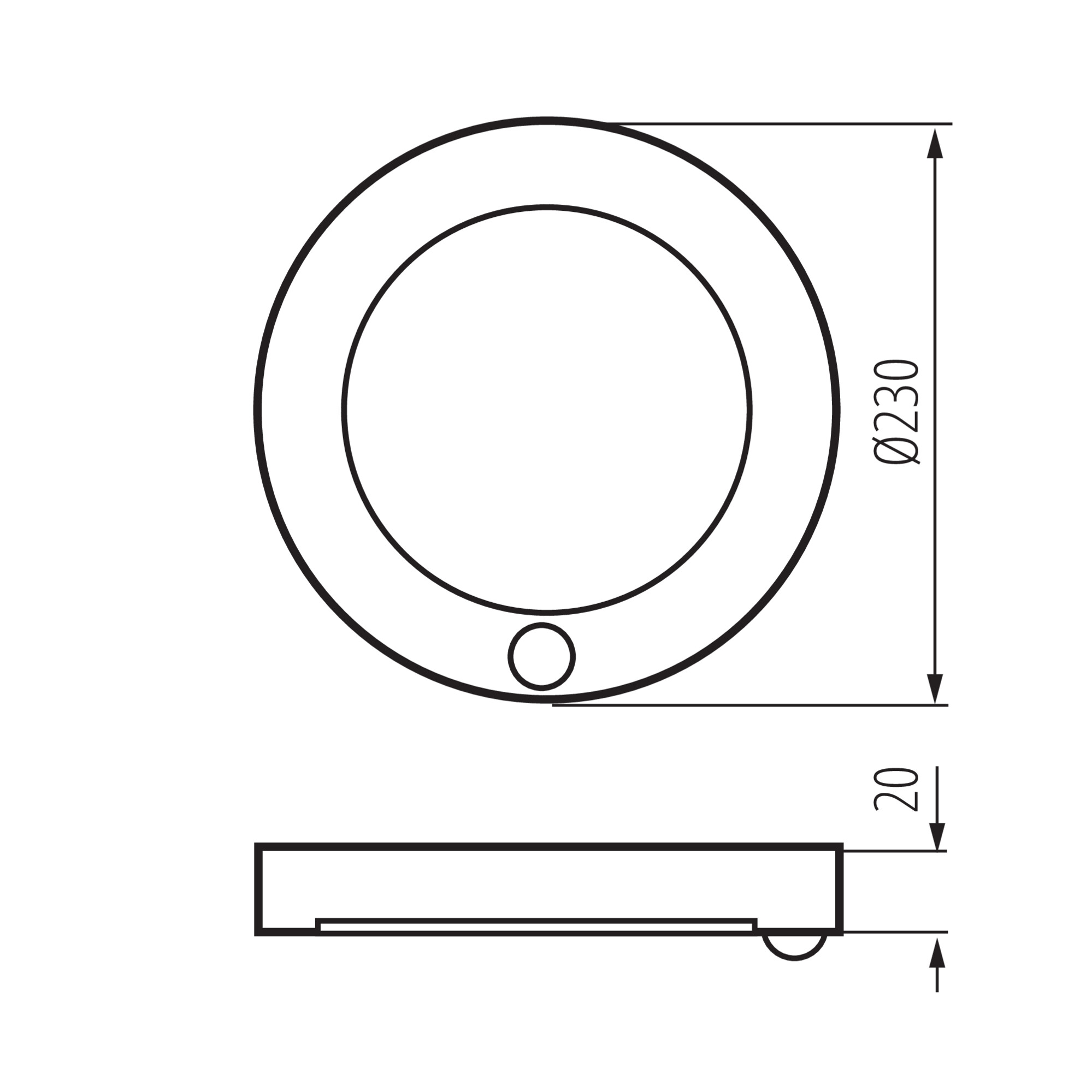 Осветително тяло downlight — технически чертеж
