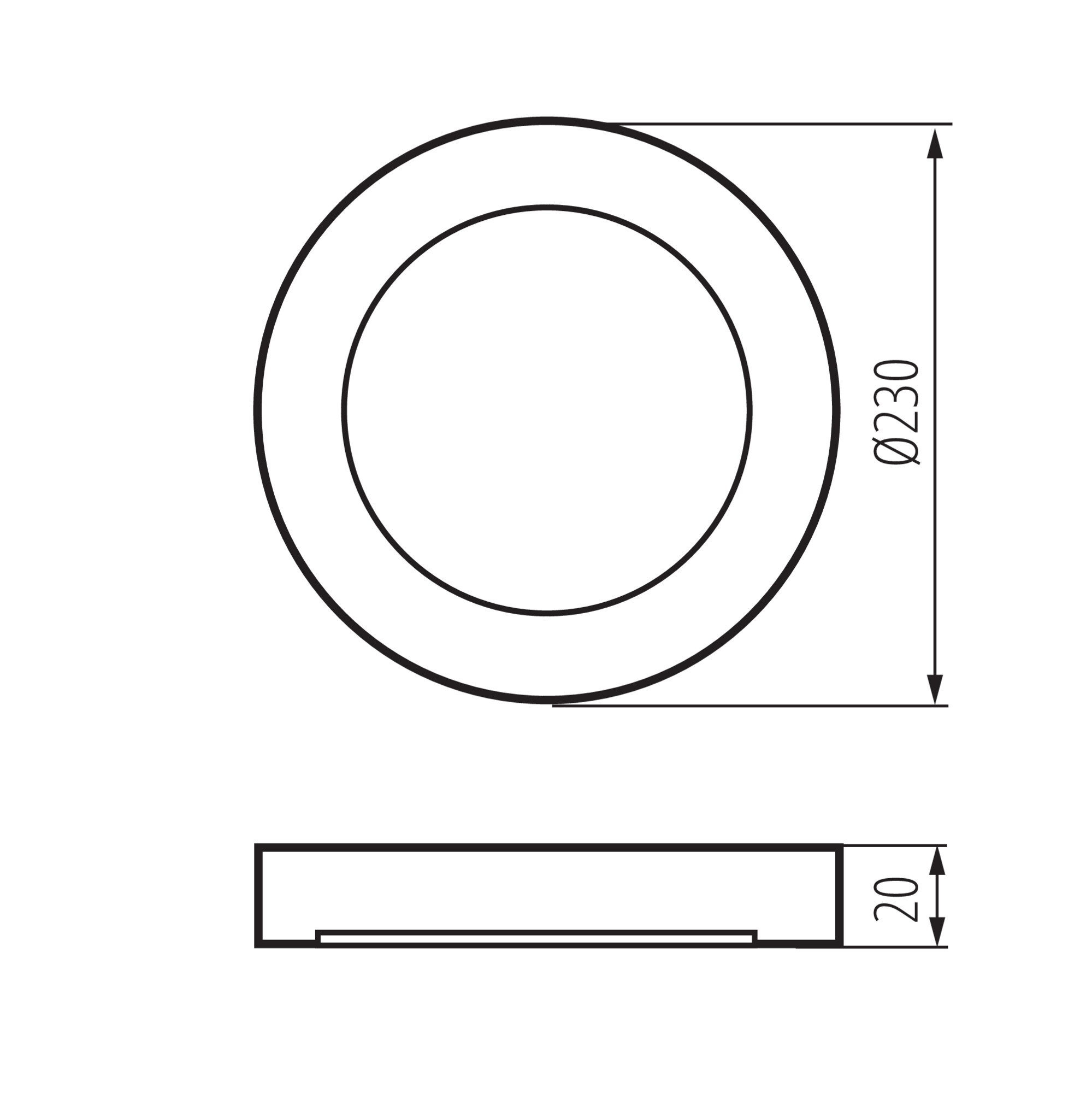 Осветително тяло downlight — технически чертеж