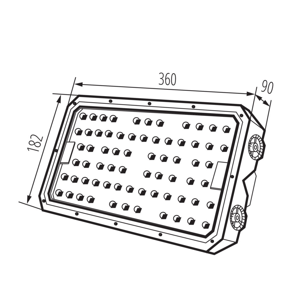 LED прожектор — технически чертеж