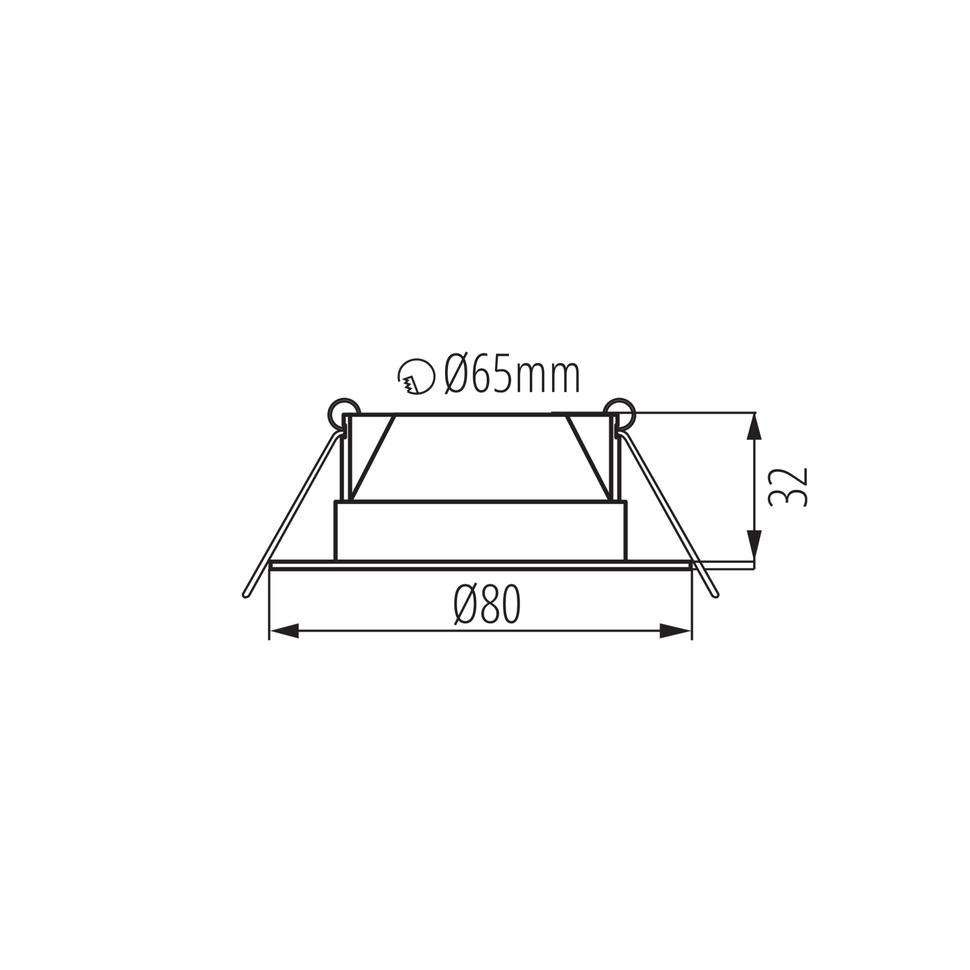 Осветително тяло downlight — технически чертеж